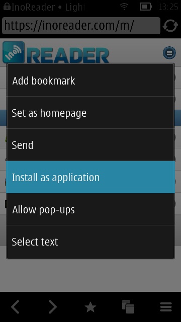 Screenshot, InoReader on Symbian