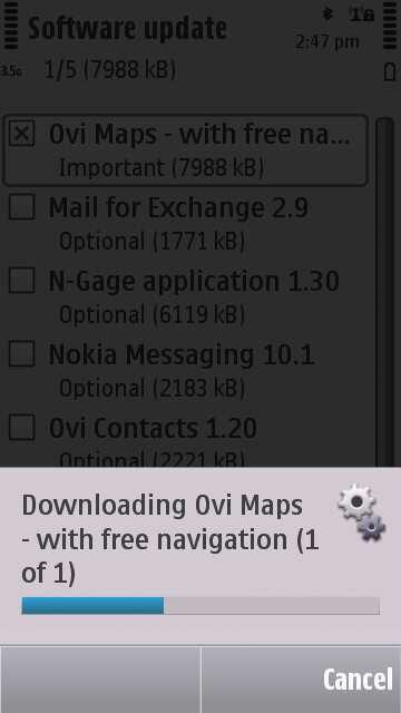 Screen shot, Ovi Maps 3.3 install