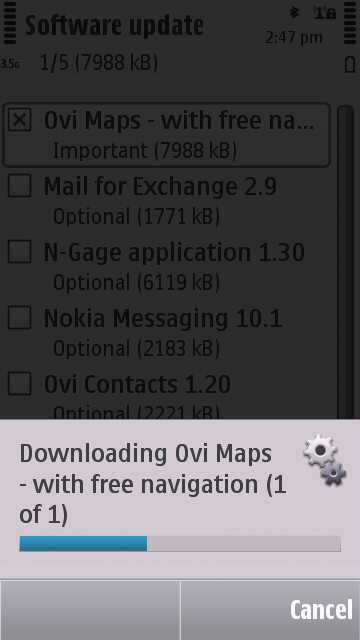 Screen shot, Ovi Maps 3.3 install