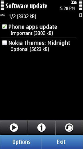Screenshot of the update