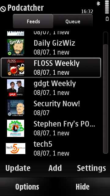 Discovering podcasts with Symbian^3\u0026#39;s Podcatcher