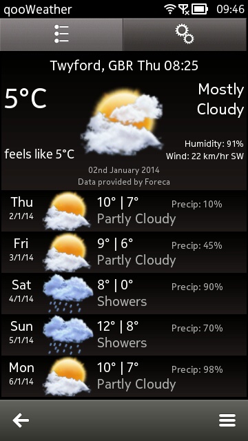 Screenshot, qooWeather
