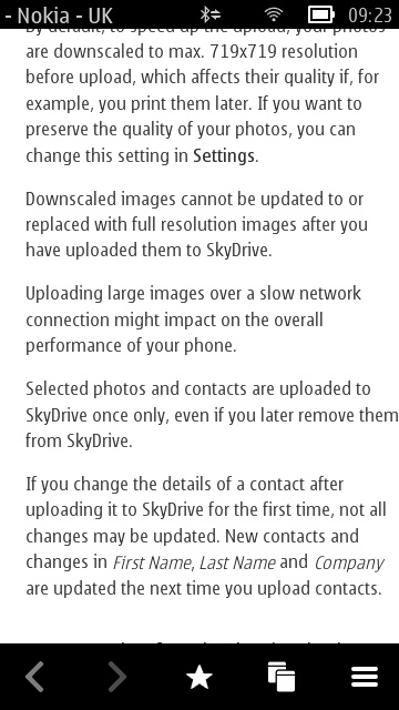 Screenshot, SkyDrive upload facility