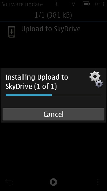 Screenshot, SkyDrive upload facility