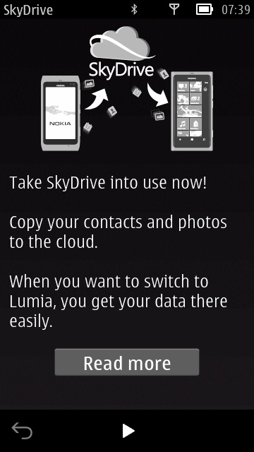 Screenshot, SkyDrive upload facility