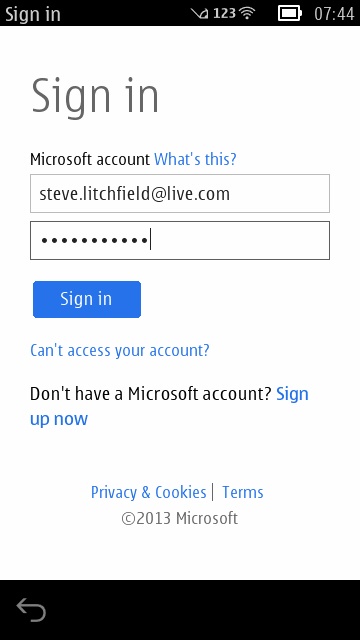 Screenshot, SkyDrive upload facility