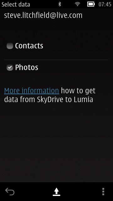 Screenshot, SkyDrive upload facility