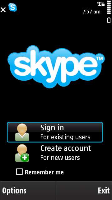 Screenshot, Skype for S60 5th Edition