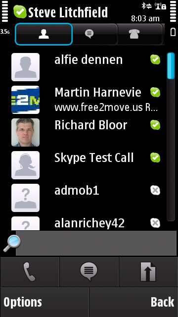 Screenshot, Skype for S60 5th Edition