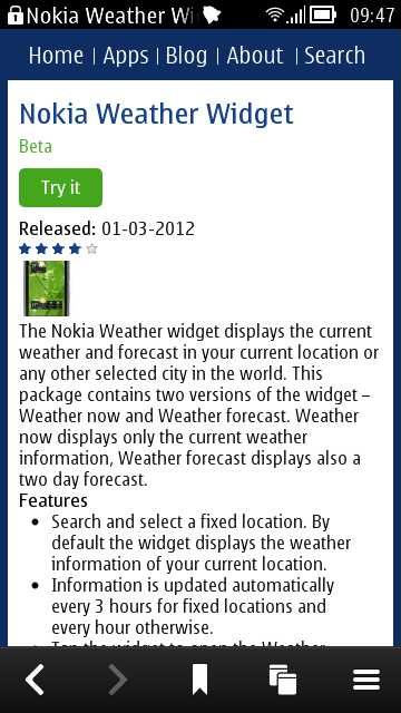 Screenshots, weather widgets and Maps Suite