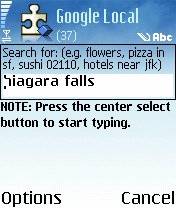Screenshot, Google Local for Mobile