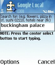 Screenshot, Google Local for Mobile