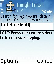 Screenshot, Google Local for Mobile