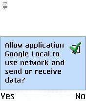 Screenshot, Google Local for Mobile