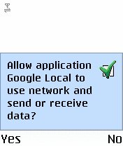 Screenshot, Google Local for Mobile