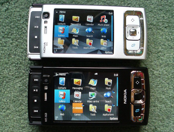 Side by side. Note dimpled media keys and larger screen on the 8GB model