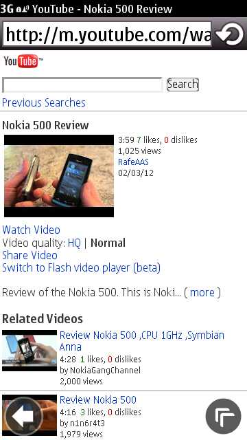 Nokia 500 screenshot