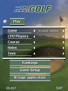 Pro Series Golf setup screen