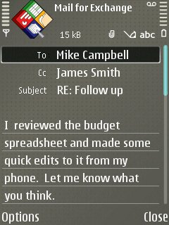 Mail for Exchange 2.0 integration screenshot
