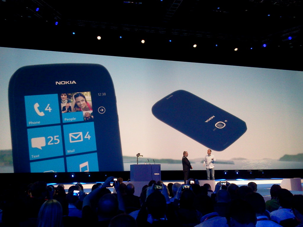 The Nokia Lumia 710, in white, black, and personalised rear facias.